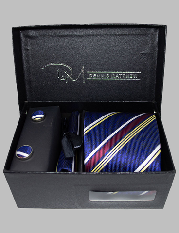 Blue, Red, & Yellow Striped Tie Set