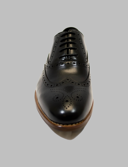 Black Medallion Toe Wingtip Oxford Front