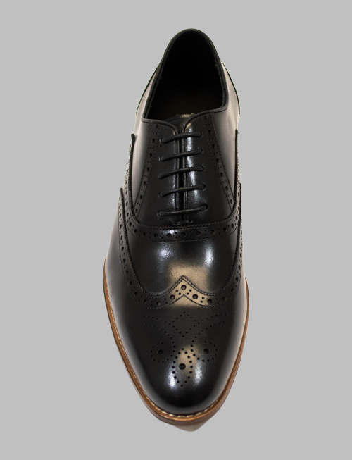 Black Medallion Toe Wingtip Oxford Left Shoe