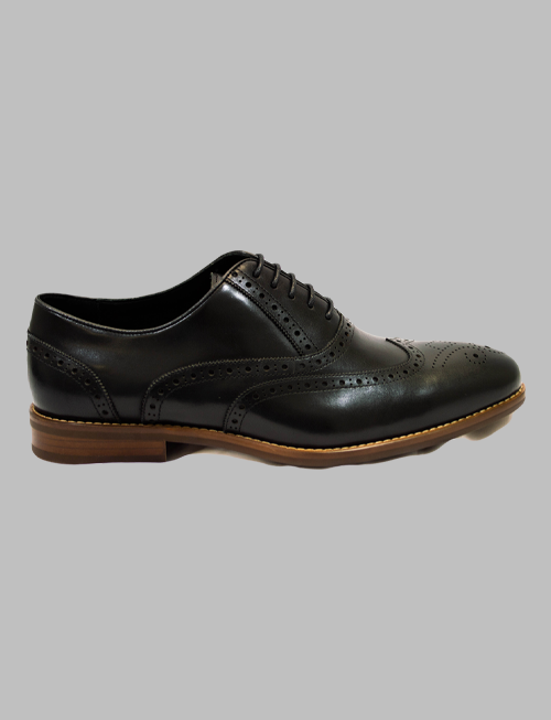 Black Medallion Toe Wingtip Oxford Outside