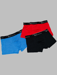 Blue, Red, and Black Boxers