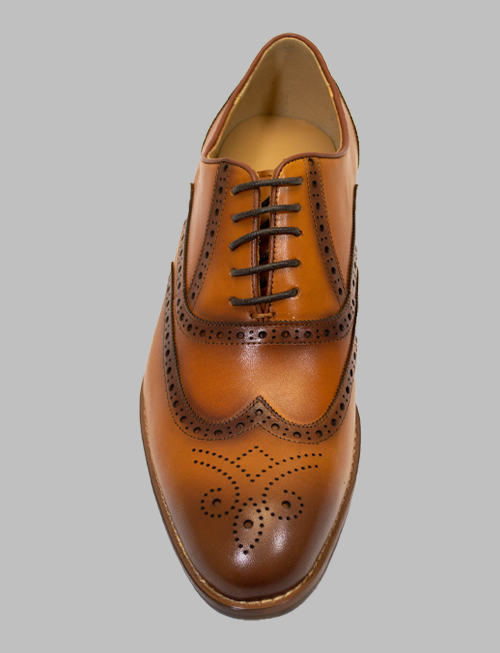 Brown Medallion Toe Wingtip Oxford Top