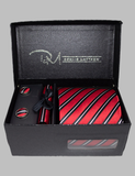 Red & Black Striped Tie Set Box