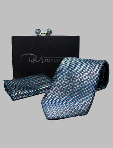 Teal & Grey Printed Tie Set